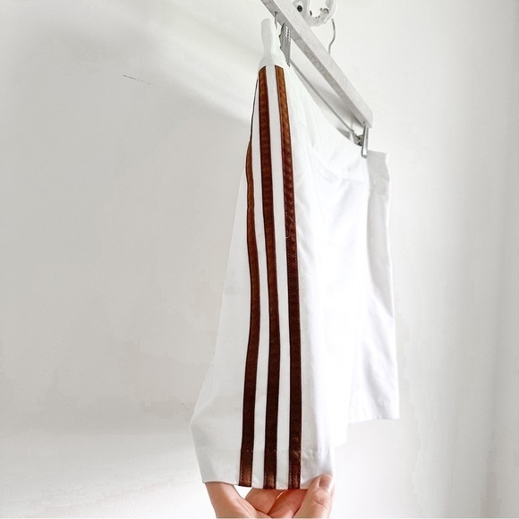 Adidas White Brown Stripe Golf Tennis Active Mini Skirt sz 10 - Picture 2 of 9